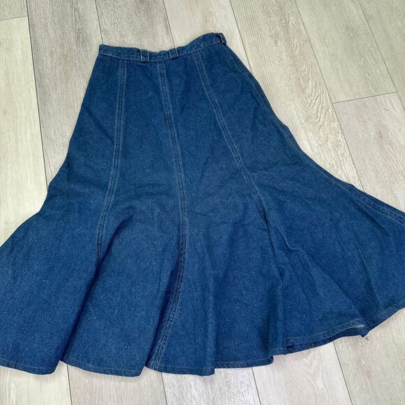 Vintage 90s Liz wear Liz Claiborne denim jean western midi long skirt size 8 - Picture 6 of 6